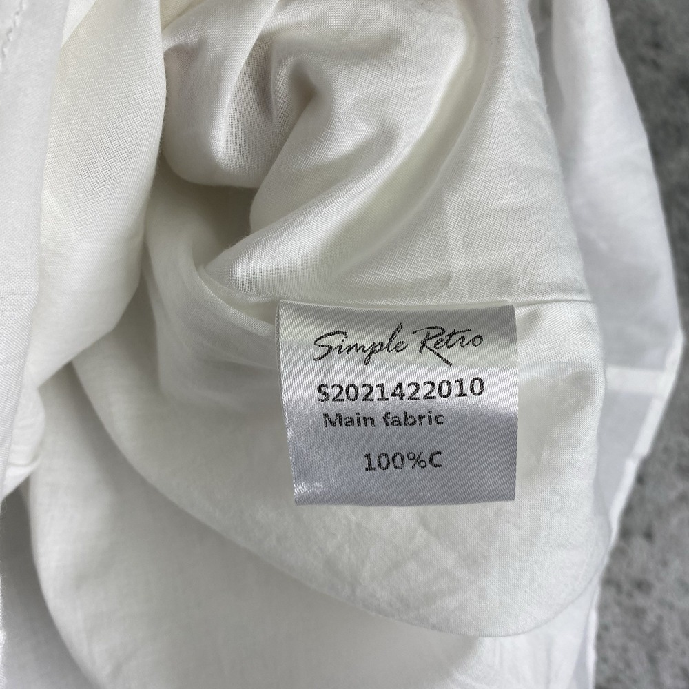 Simple Retro Dress Womens Size M White 100% Cotton Fiona Midi Cottage Lace Trim - Picture 9 of 16
